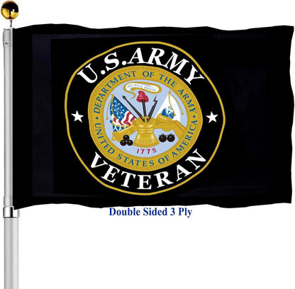 Army Veteran Emblem Flag – Double-Sided, 3-Ply Polyester (3x5ft)