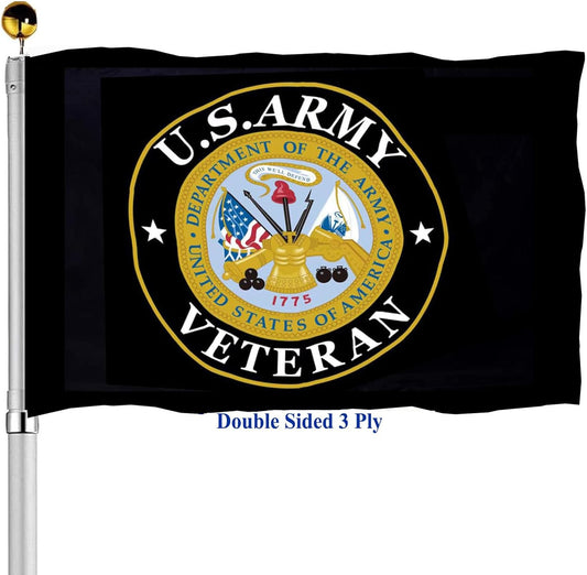 Army Veteran Emblem Flag – Double-Sided, 3-Ply Polyester (3x5ft)