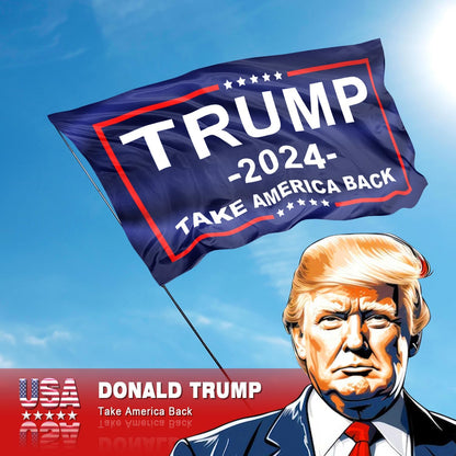Trump 2024 “Take America Back” Flag – Double-Sided, Made in USA (3x5ft, 3-Ply)